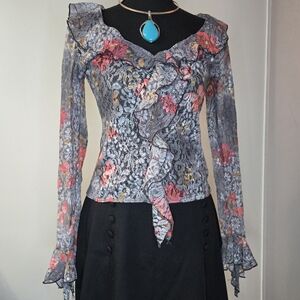 Vintage Lace Fairy Ruffle Flare Sleeve Top ✨️